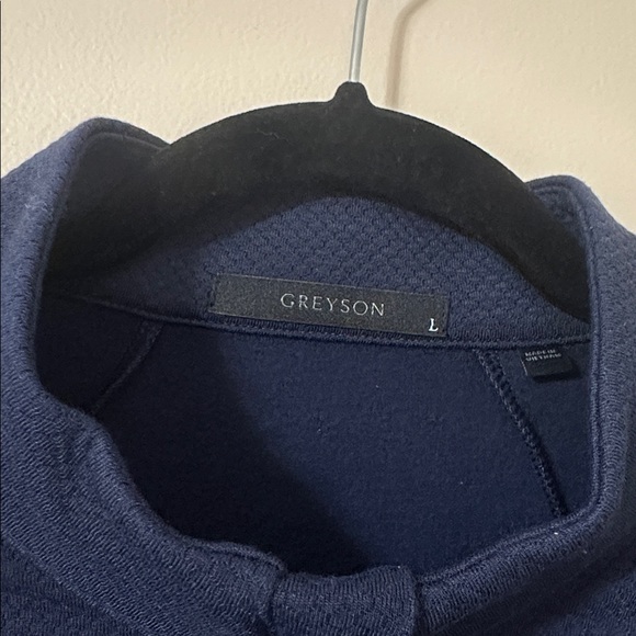 Greyson NWT Mens Troy Quarter-Zip Textured Fleece Top Maltese Blue Sz Large Golf - Picture 5 of 10